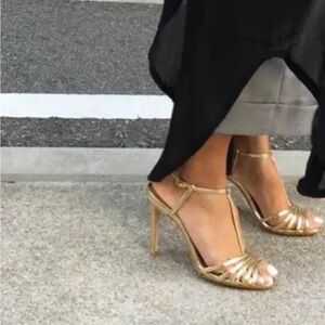 J. Crew Shimmering Gold Strappy Heels